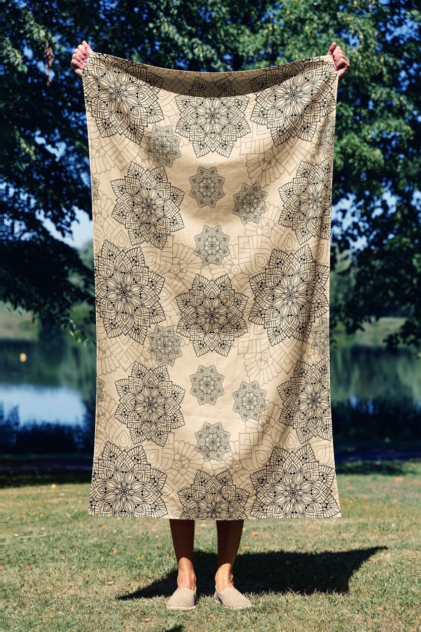 Prosop de plaja, L'essentiel Maison, Mandala 70, 70x130 cm, Multicolor - imagine 6